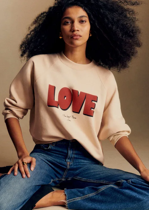 Sweat-Shirt Love - Crème / Rouge — image 3