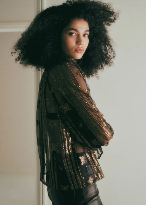 Blouse Sheila - Antique Bronze Fond Noir — image 5