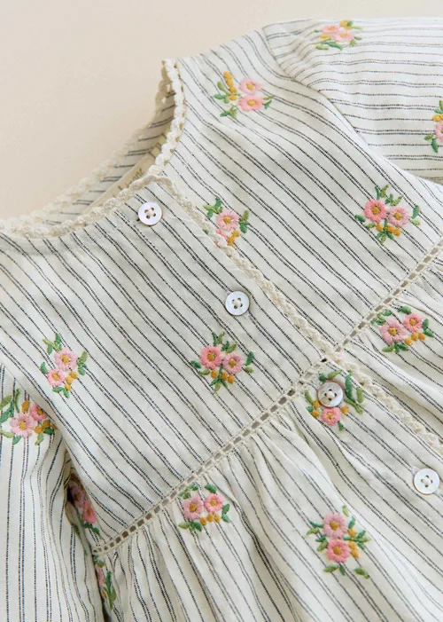 Blouse Adèle - Rayures Broderies Fleurs — image 5