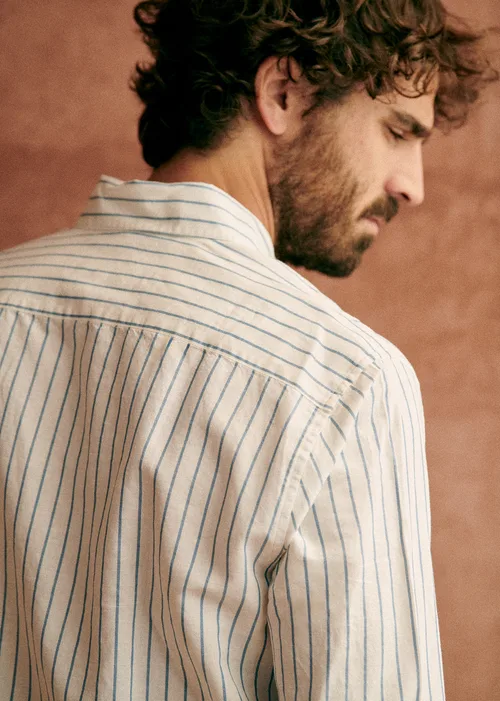 Chemise Charlie Coton Lin - Blanc Rayures Bleues — image 8
