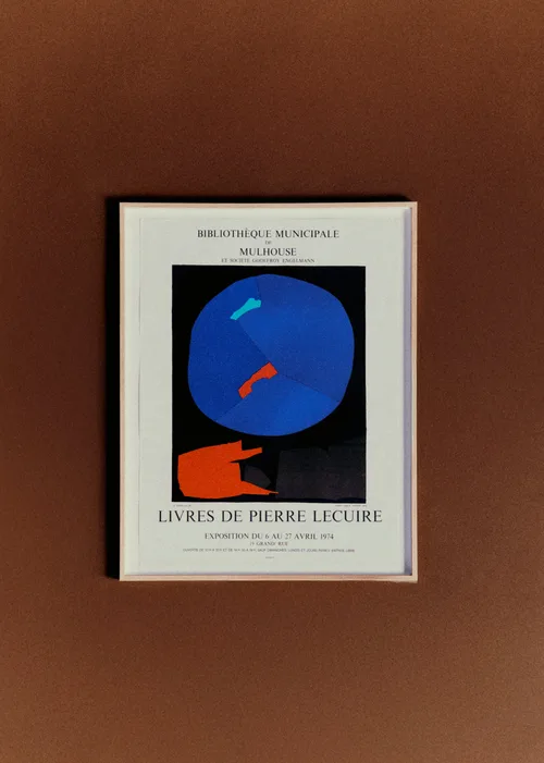 Affiche Bibliothèque Municipale de Mulhouse, Livres de Pierre Lecuire, 1974 - 55,5 x 70,5 cm