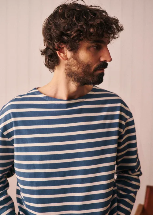 T-Shirt Ronan - Rayures Bleu Acier / Ecru — image 4