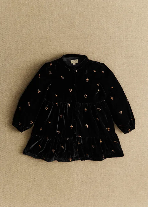 Robe Louise - Noir / Broderie Bronze
