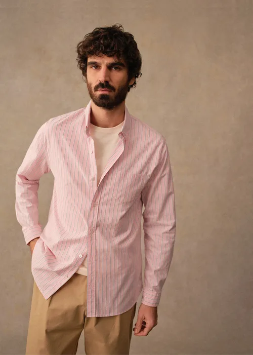Chemise Charlie - Rose Rayures Bleues