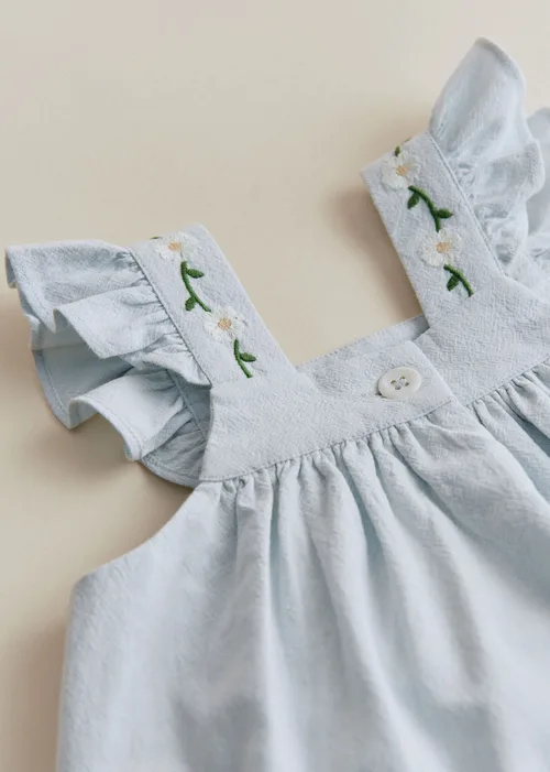 Robe Mimi - Broderie Contrastée Marguerite Fond Bleu Ciel — image 5