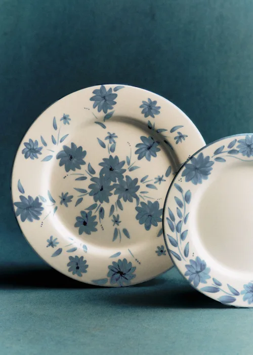 Set de 4 assiettes plates - Fleurs de Jardin - Bleu Vintage — image 3