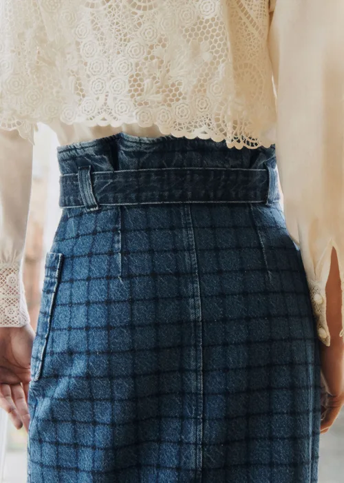 Jupe Pylla - Sézane x SEA NY - Broderie Marine Fond Denim — image 4
