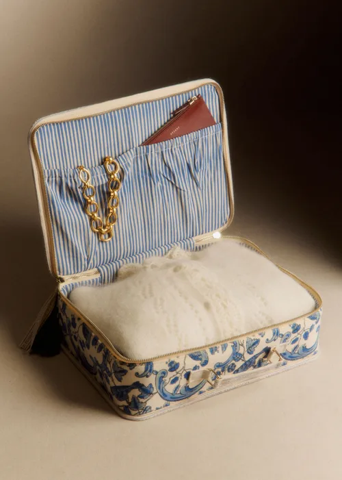 Moyenne valisette - Sézane x Antoinette Poisson - Imprimé Oiseaux Bleus — image 3