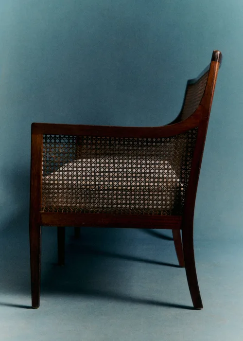 Banquette vintage noyer et cannage - Noyer et cannage — image 6