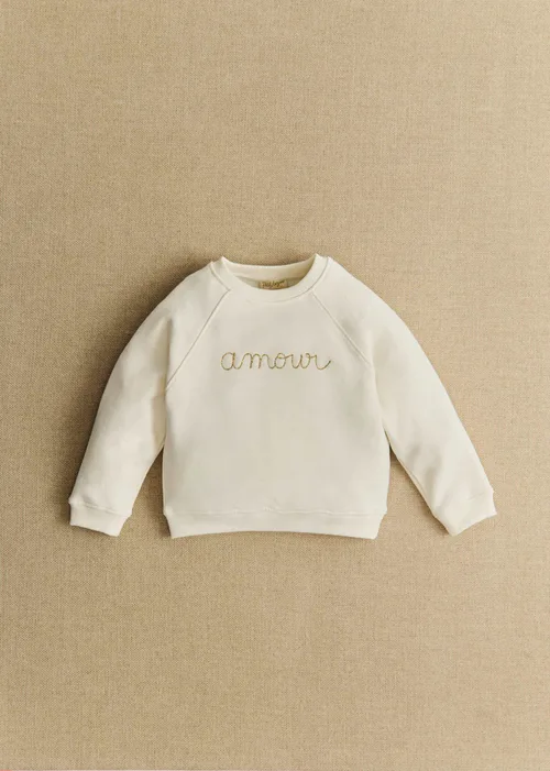 Sweat-Shirt Tommy Amour - Ecru/Doré