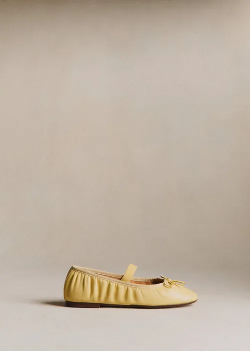 Ballerines Low Amélie - Jaune Lisse Plissé Élastique — image 3