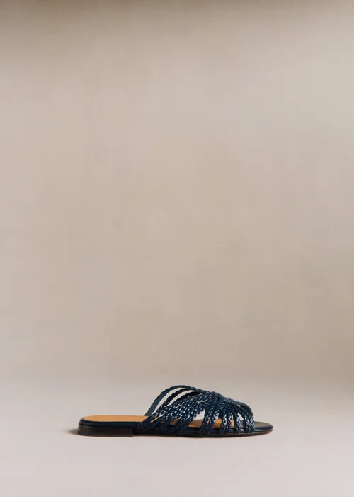Mules Low Paola - Marine Lisse Tressé — image 5