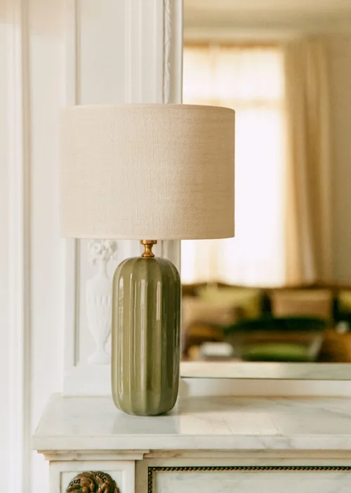 Lampe Traviata - Vert sauge - Abat-jour Dolce - Jute Écru — image 2
