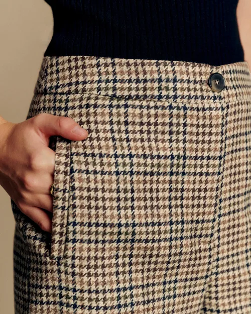 Pantalon Martin Crop - Pied de Poule Creme Kaki Brun Jaune — image 3