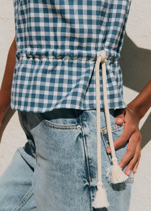 Blouse Darlene - Vichy Bleu Vintage Écru — image 3