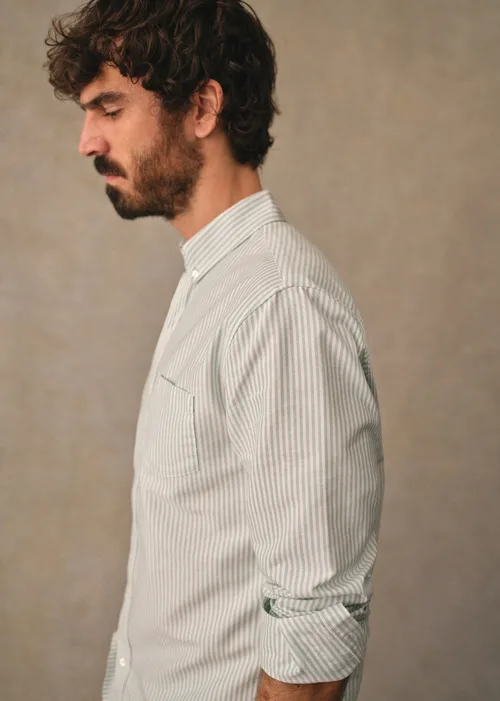 Chemise Charlie Oxford - Rayures Vert / Blanc — image 3