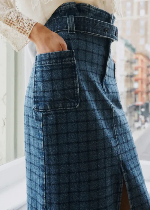 Jupe Pylla - Sézane x SEA NY - Broderie Marine Fond Denim — image 3