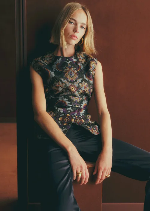 Veste Sebastine - Jacquard Royal Noir