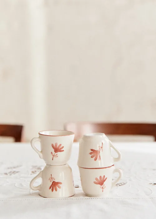 Coffret de 4 tasses expresso - Petite Fleur - Terre De Sienne — image 2