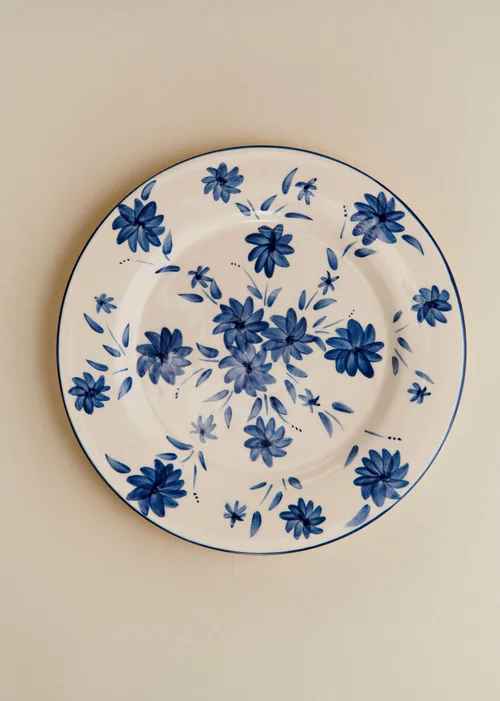 Set de 4 assiettes plates - Fleurs de Jardin - Bleu Vintage — image 5