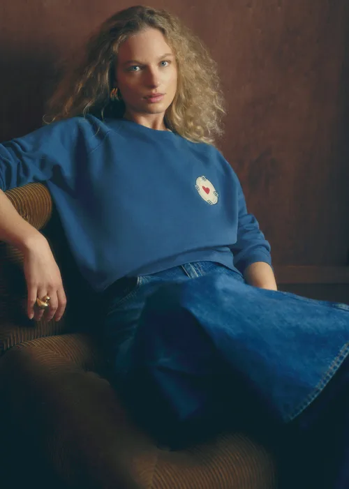 Sweat-Shirt Coeur - Sézane x Antoinette Poisson - Bleu Paon — image 3