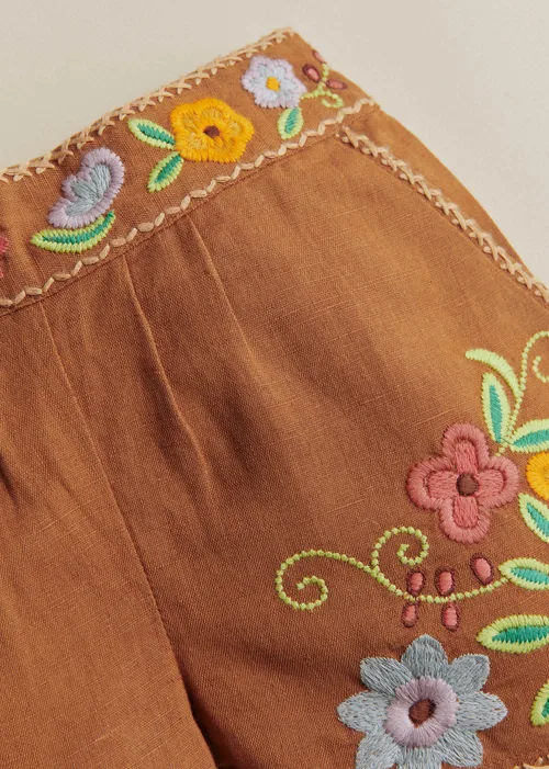 Short Rachelle - Broderie Contrastée Fond Marron — image 4
