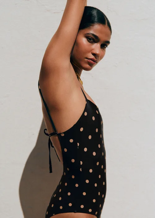 Maillot de bain Solara - Pois Beige Fond Noir — image 5