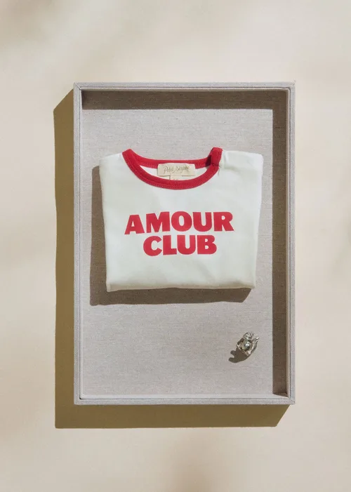 T-Shirt Amour club - Ecru / Rouge