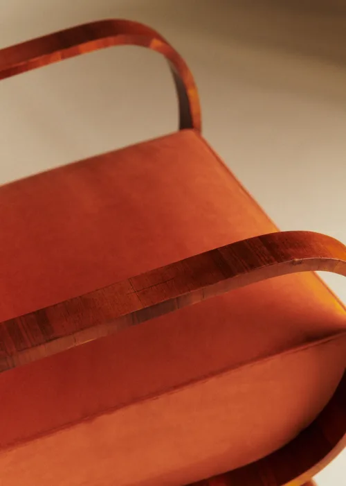 Fauteuil art déco vintage en alcanta - Orange — image 8