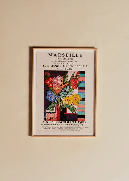 Affiche Vente aux enchères publiques de 150 tableaux modernes "Bouquets et compositions", 1995 - 51,5 x 70,5 cm