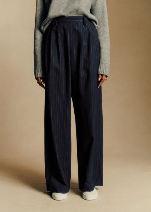 Pantalon Loulou - Rayures Tennis Ecru Marine
