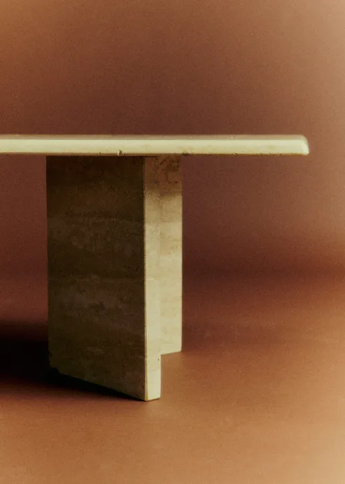 Table basse rectangulaire vintage en travertin - Travertin — image 2