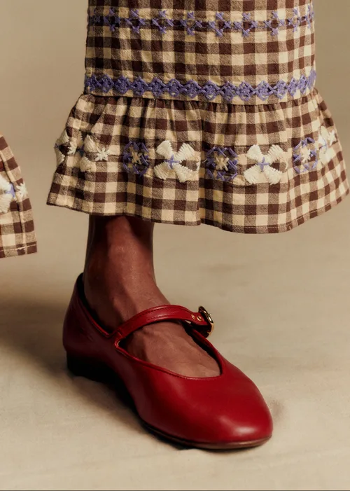 Pantalon Alexio - Vichy Marron Broderies Lila — image 5