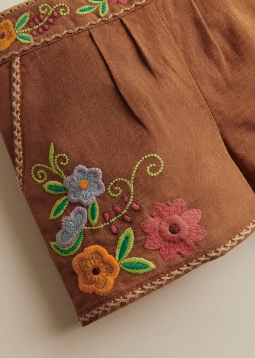 Short Rachelle - Broderie Contrastée Fond Marron — image 3