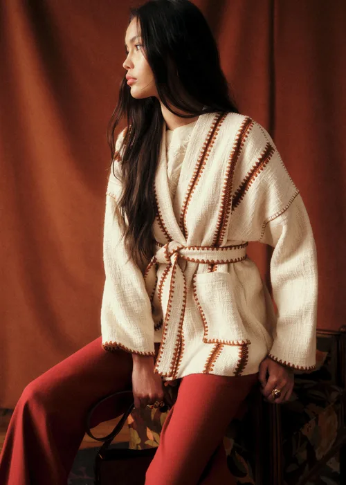 Veste Eunice - Sézane x Baziszt - Ecru Détail Caramel — image 2