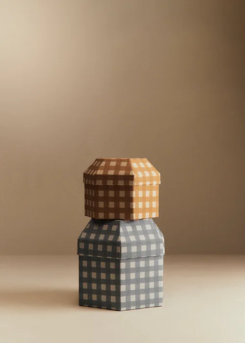 Boîte rangement octogonale - petit modèle - Carreaux Camel — image 4