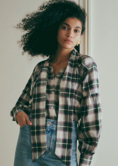 Chemise Tazia - Carreaux Vert Écru Rouge — image 3