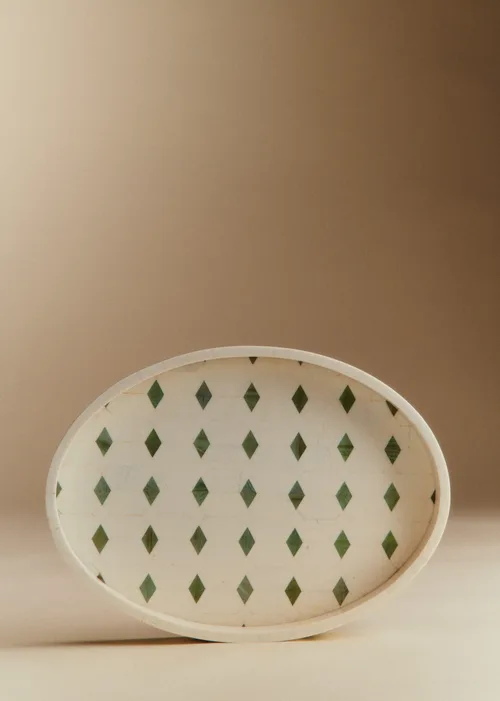 Plateau Ovale - Losange Ecru et Vert — image 5
