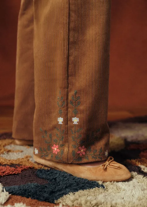 Pantalon Le Wide Leg - Sézane x Baziszt - Jardin Fond Beige — image 3