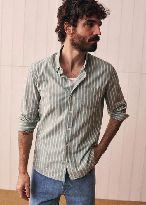 Chemise Charlie - Vert Rayures Beige / Blanc — image 5