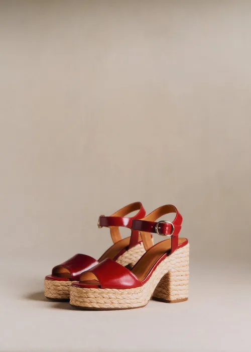Sandales High Dorothée - Cerise Lisse