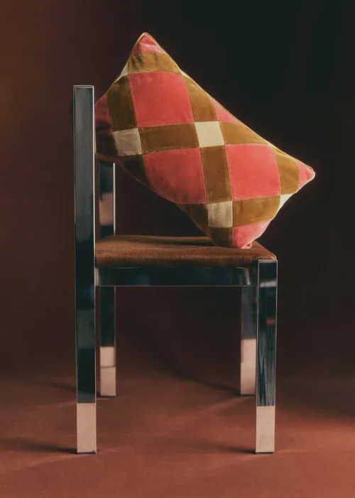 Coussin Velours Patchwork - Petit modèle - Blush et Caramel — image 6