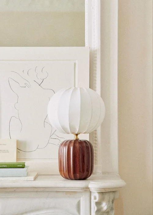 Lampe Traviata petit modèle - Acajou - Abat-jour Sonate - Écru — image 2