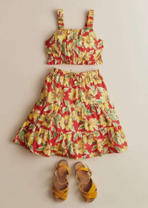 Jupe Annabelle - Imprimé Tournesols Rouge — image 6