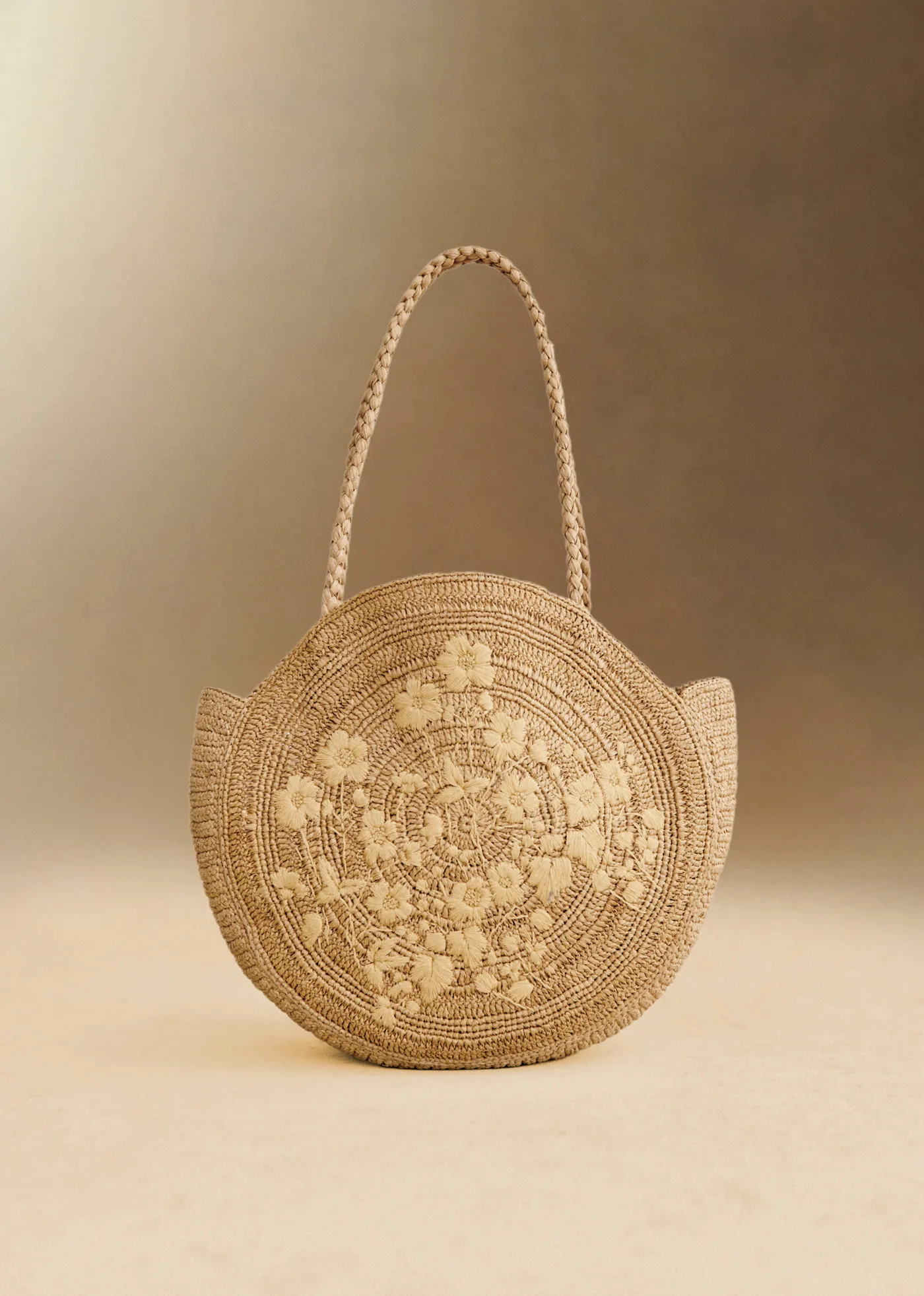 Panier June - Naturel Foncé Broderie Fleurs
