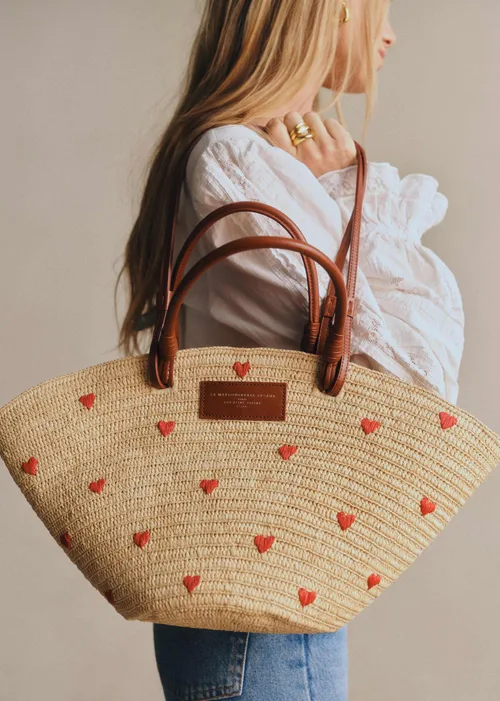 Panier Justine - Raphia Broderie Coeur — image 3