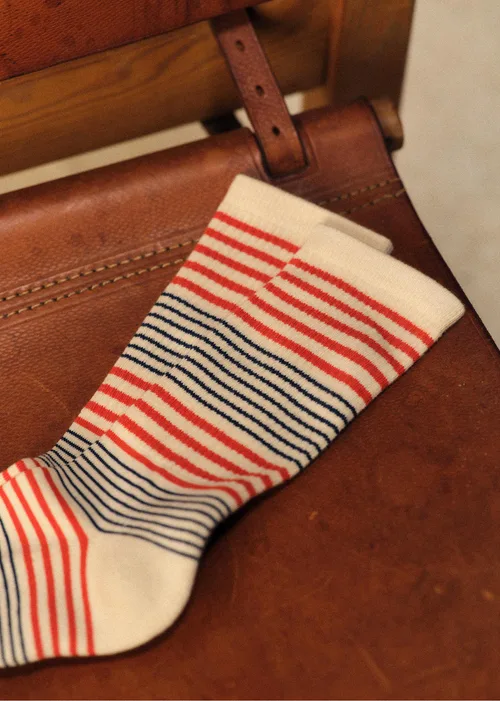 Chaussettes Mouss - Écru / Bleu / Rouille — image 3