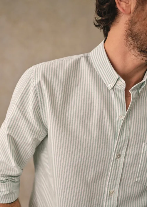 Chemise Charlie Oxford - Rayures Vert / Blanc — image 4