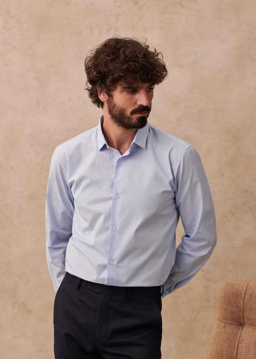 Chemise Allen Popeline - Fil à Fil Bleu — image 3