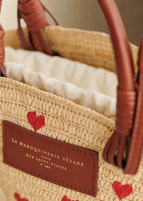 Panier Mini Justine - Raphia Broderie Coeur — image 3